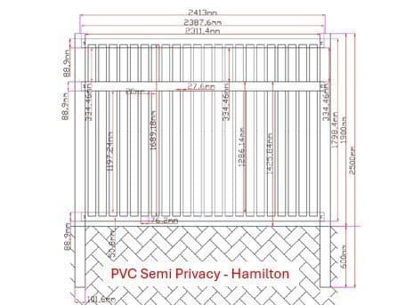 Hamilton Semi Privacy Slatted PVC Fence Panel Kit detail