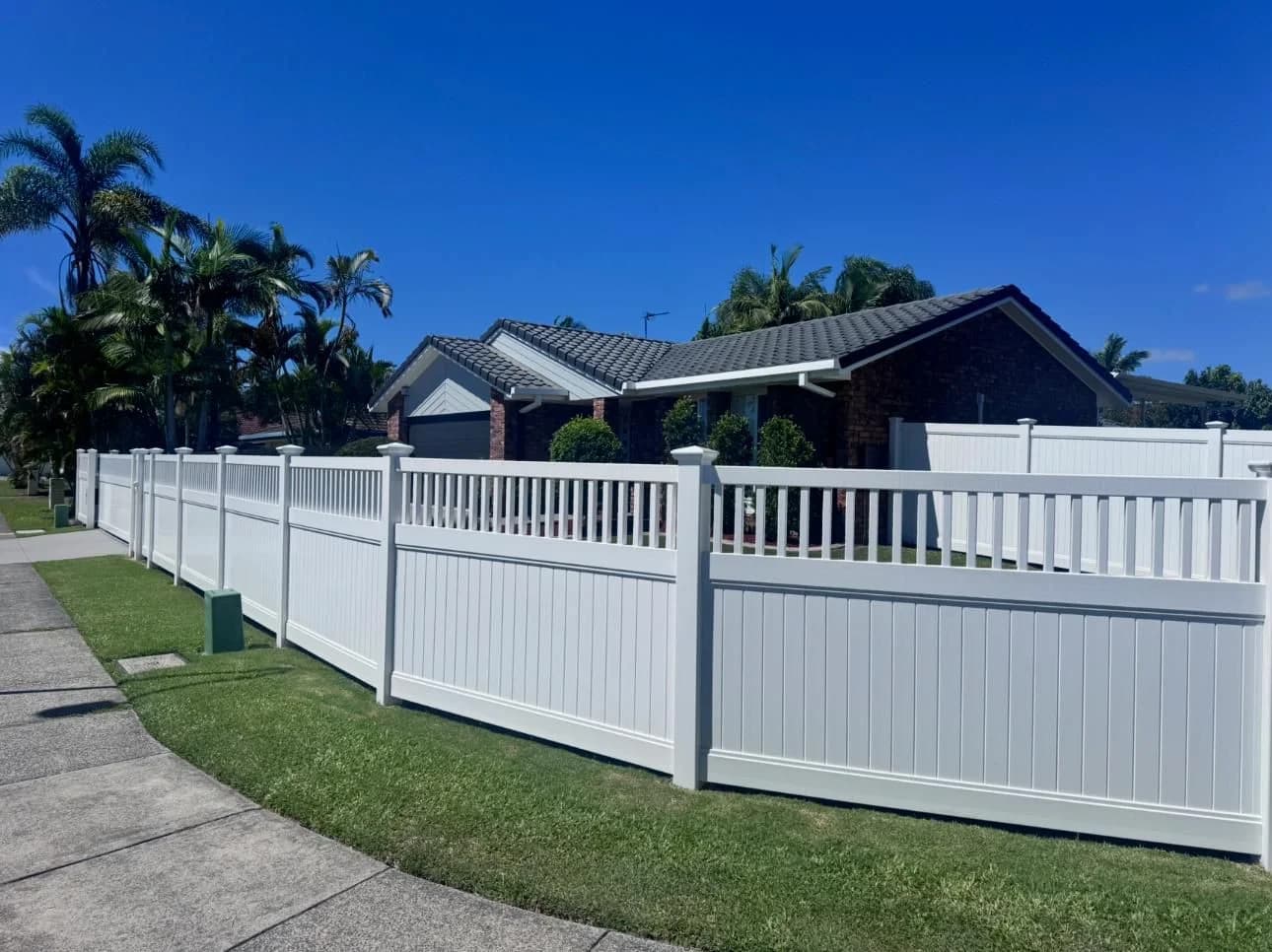 Long-run semi-privacy PVC fence along front street boundary Gold Coast
